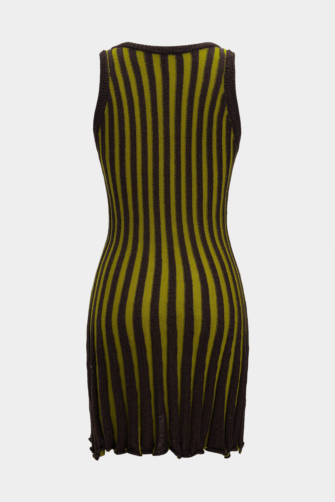 Örgü Kontrast V Yaka Düğmeli Kolsuz Elbise