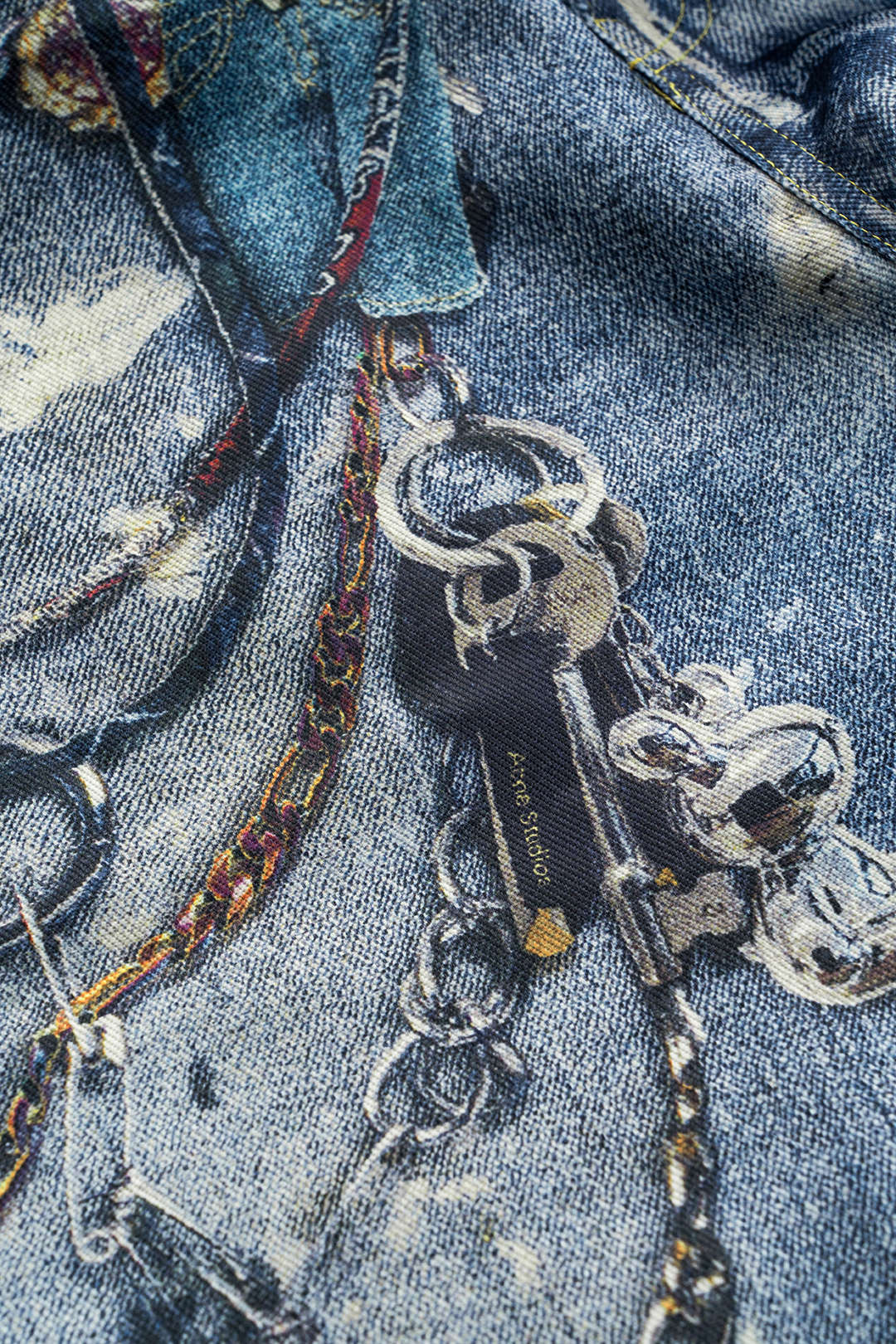 Renk Bloklu Düğmeli Geniş Paça Pantolon