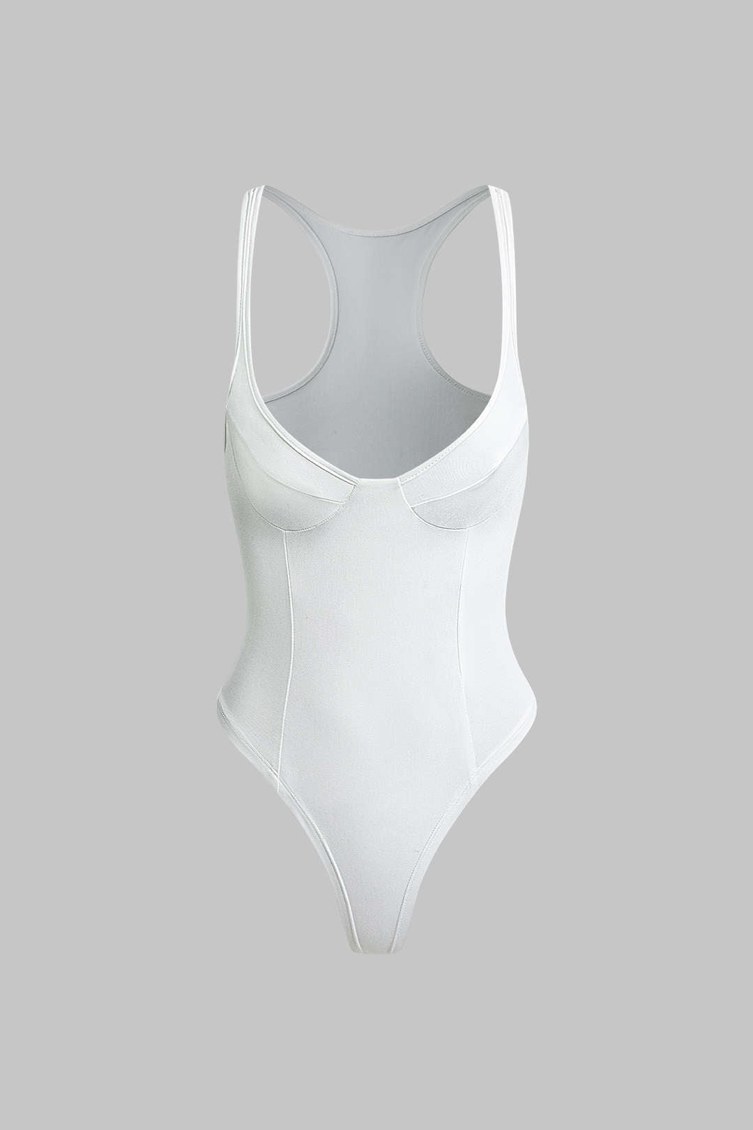 Basic Düz Derin V Yaka Bustier Bodysuit