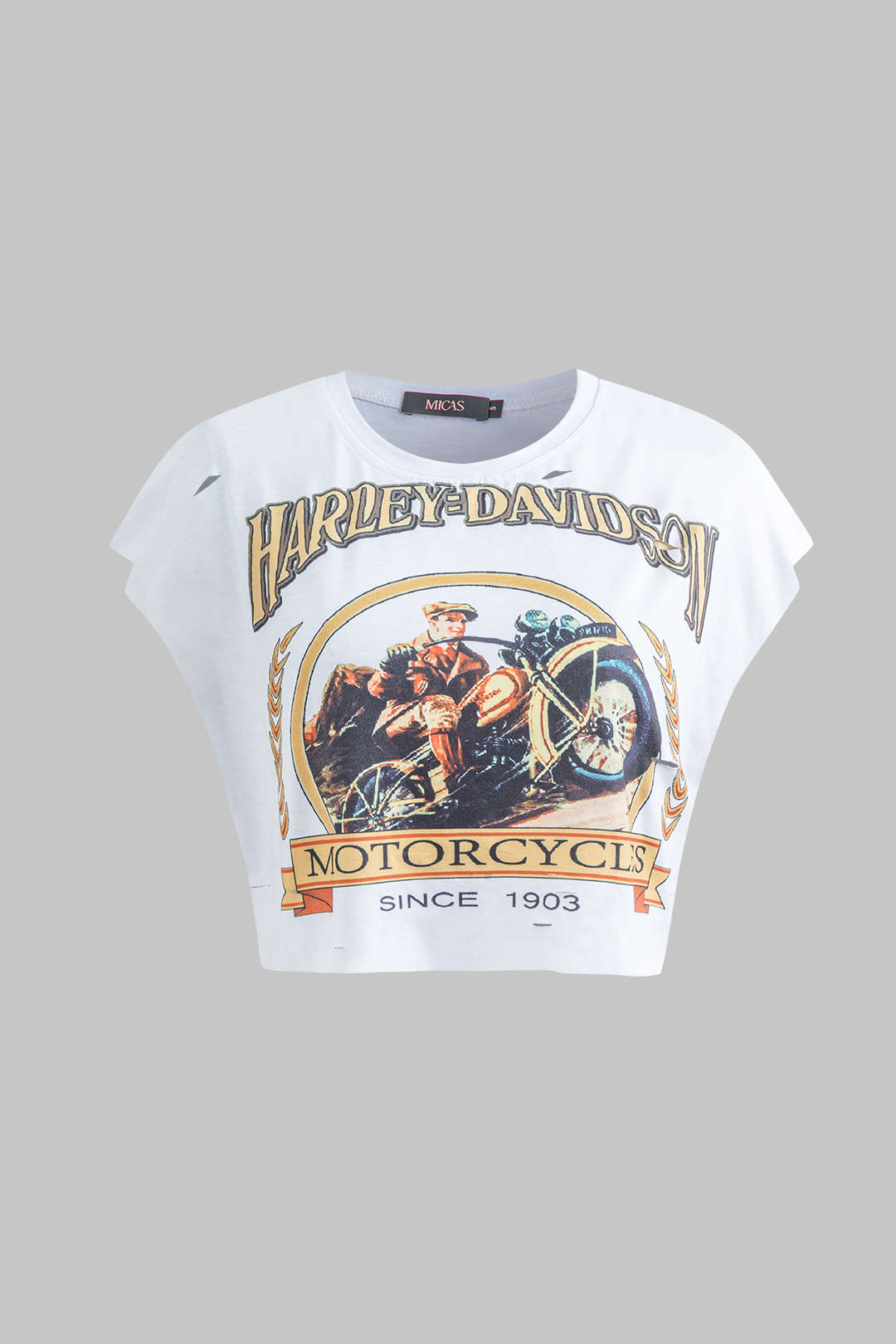 Motorlu Bisiklet Grafik Baskılı Kolsuz Tişört