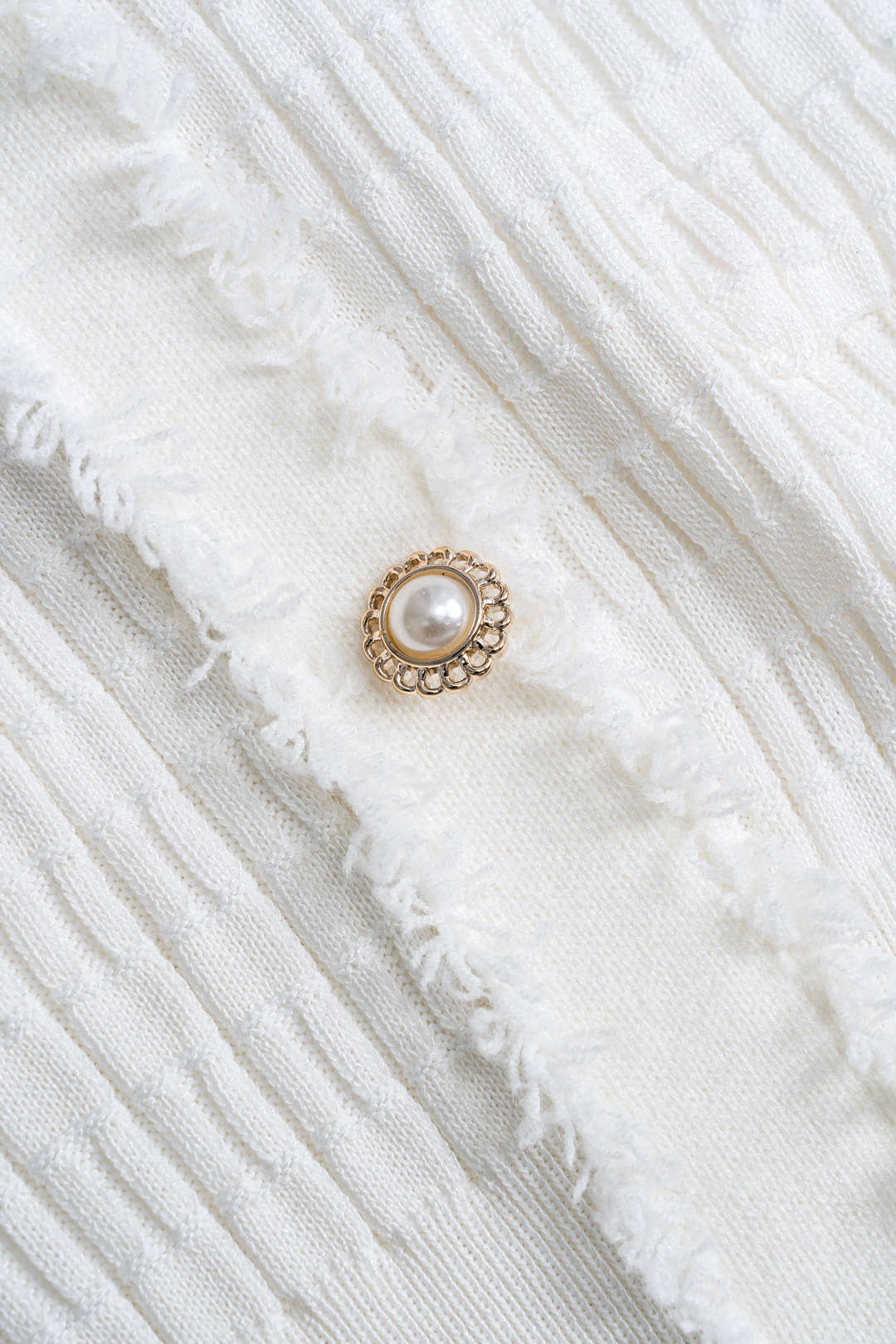 Örgü V-Yaka Düğmeli Kısa Kol Elbise