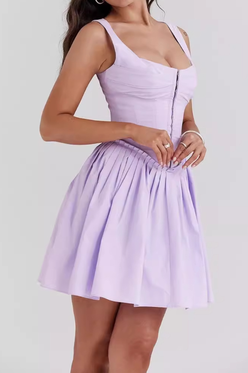 Olyssa Betsy Korse Volanlı Askılı Mini Elbise