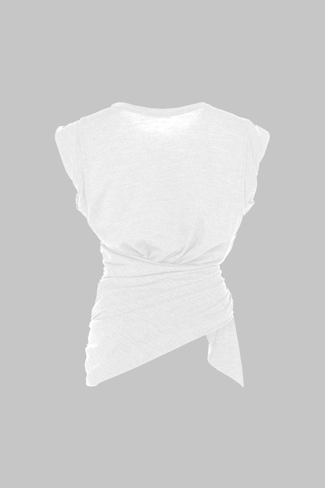 Asimetrik Bağlama Detaylı Ruch Tişört