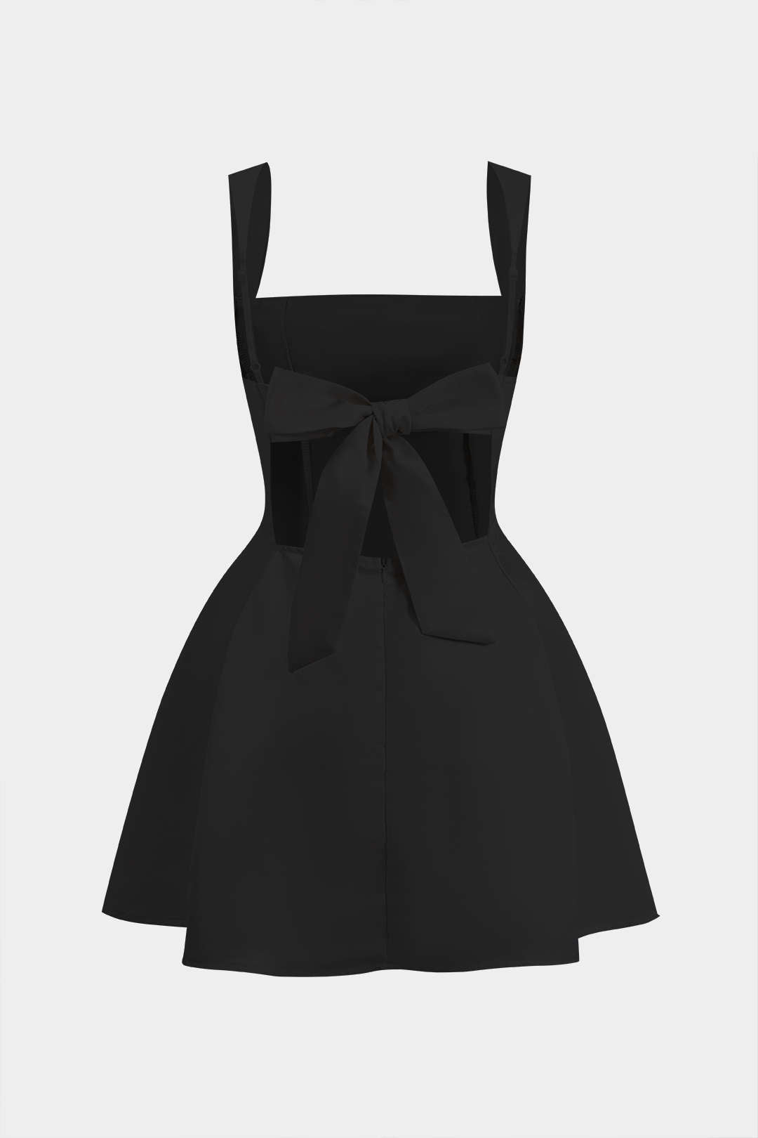 Bağcıklı Fermuarlı Sırt Dekolteli Mini Elbise