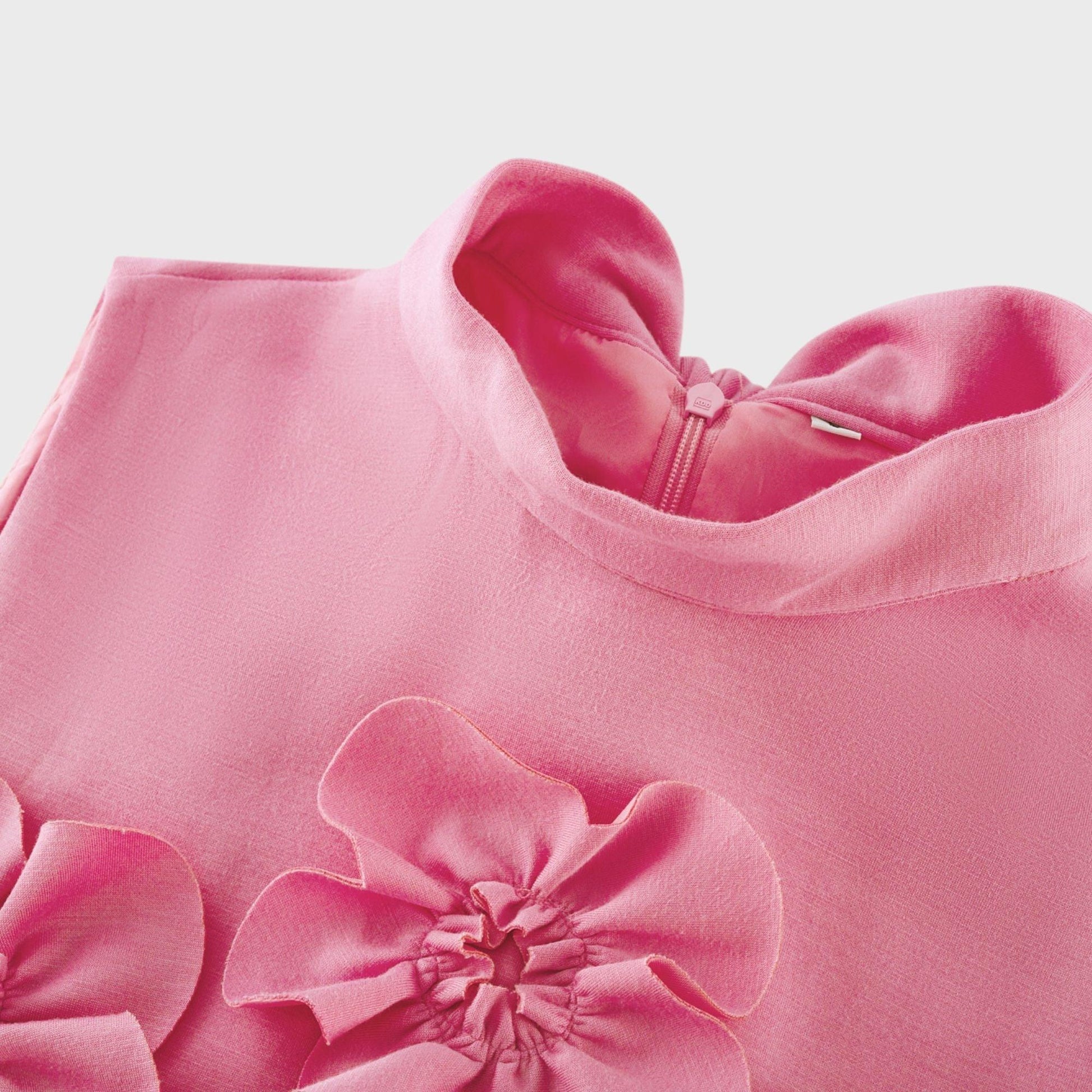 Olyssa Blossom Symphony Çiçek Detaylı Pembe Maxi Elbise