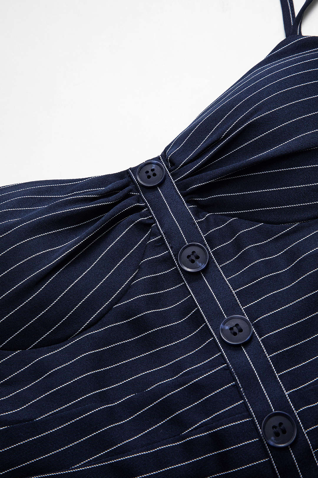 Stripes Button Halter Neck Backless Mini Elbise