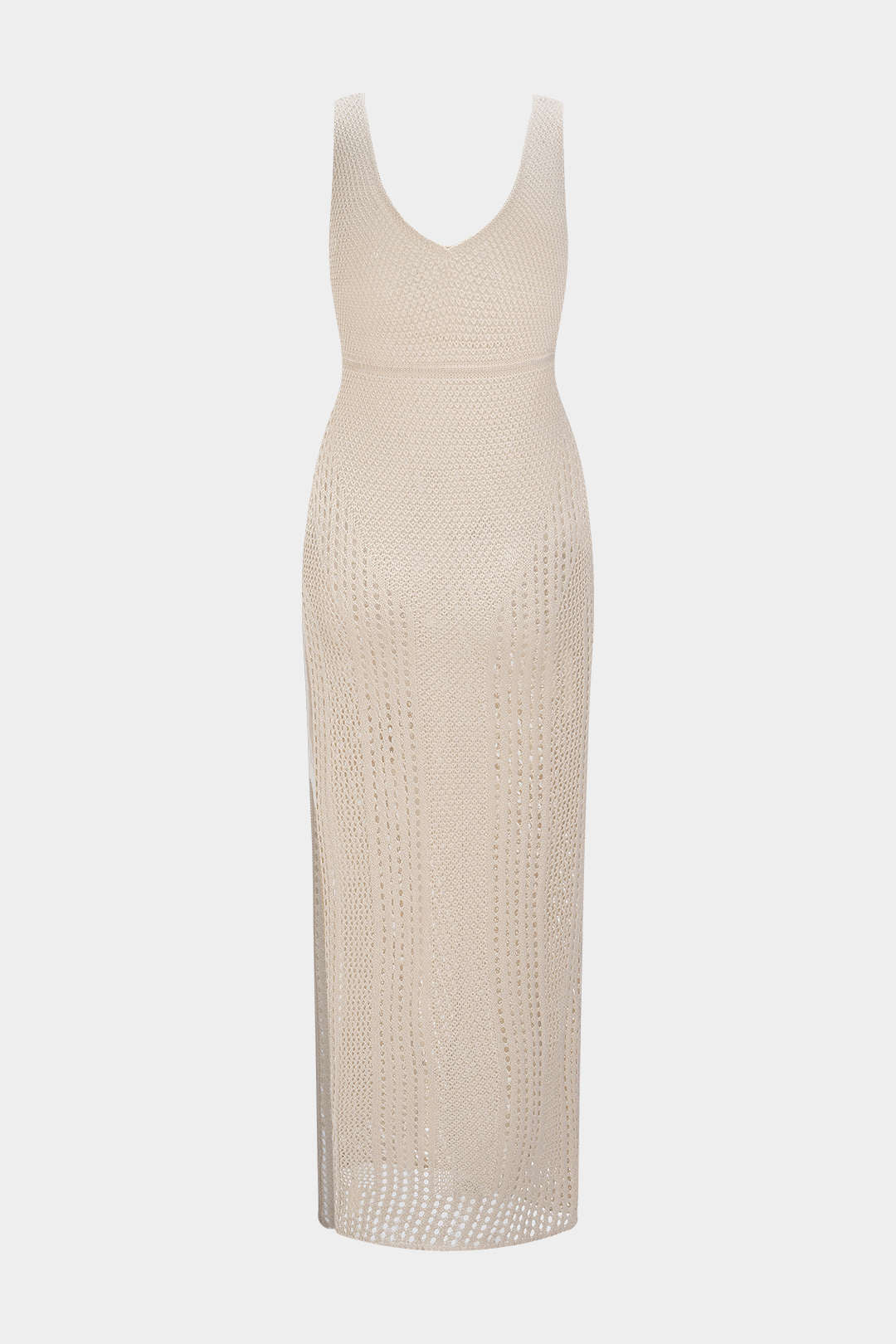 Triko V Yaka Yırtmaçlı Kolsuz Elbise