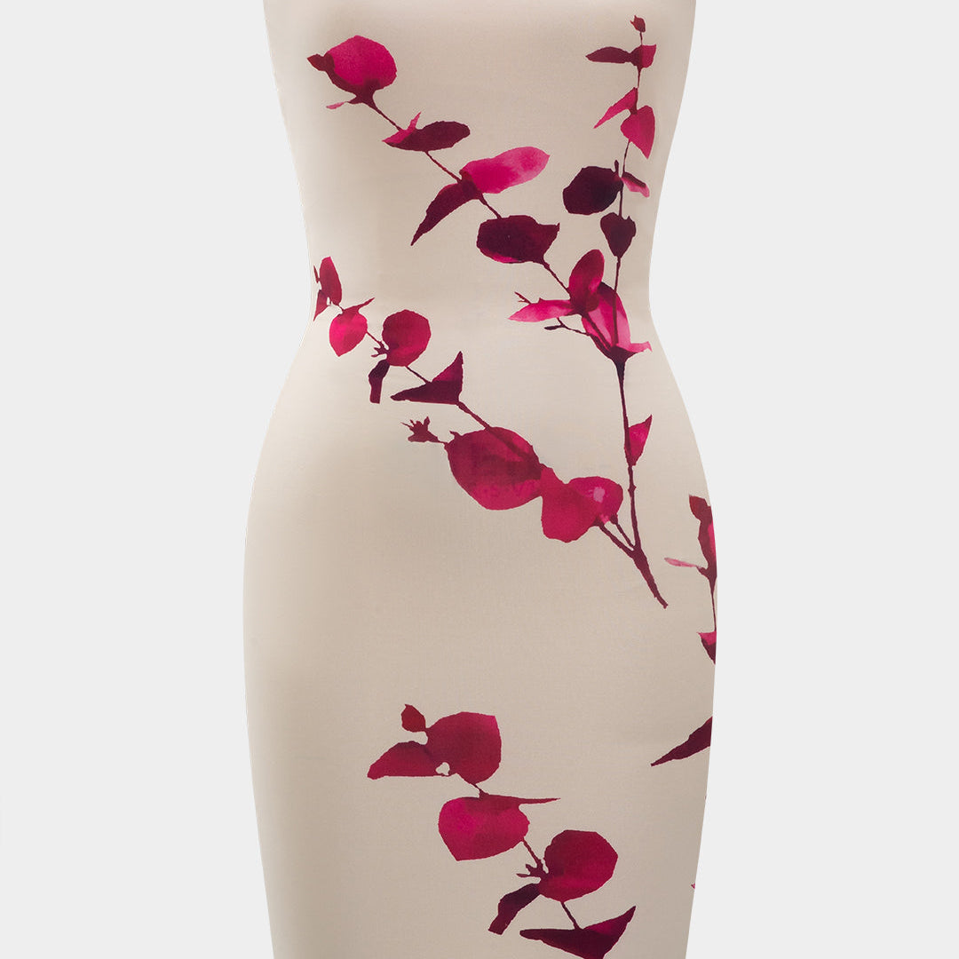 Çiçek Desenli Askısız Kolsuz Mini Elbise