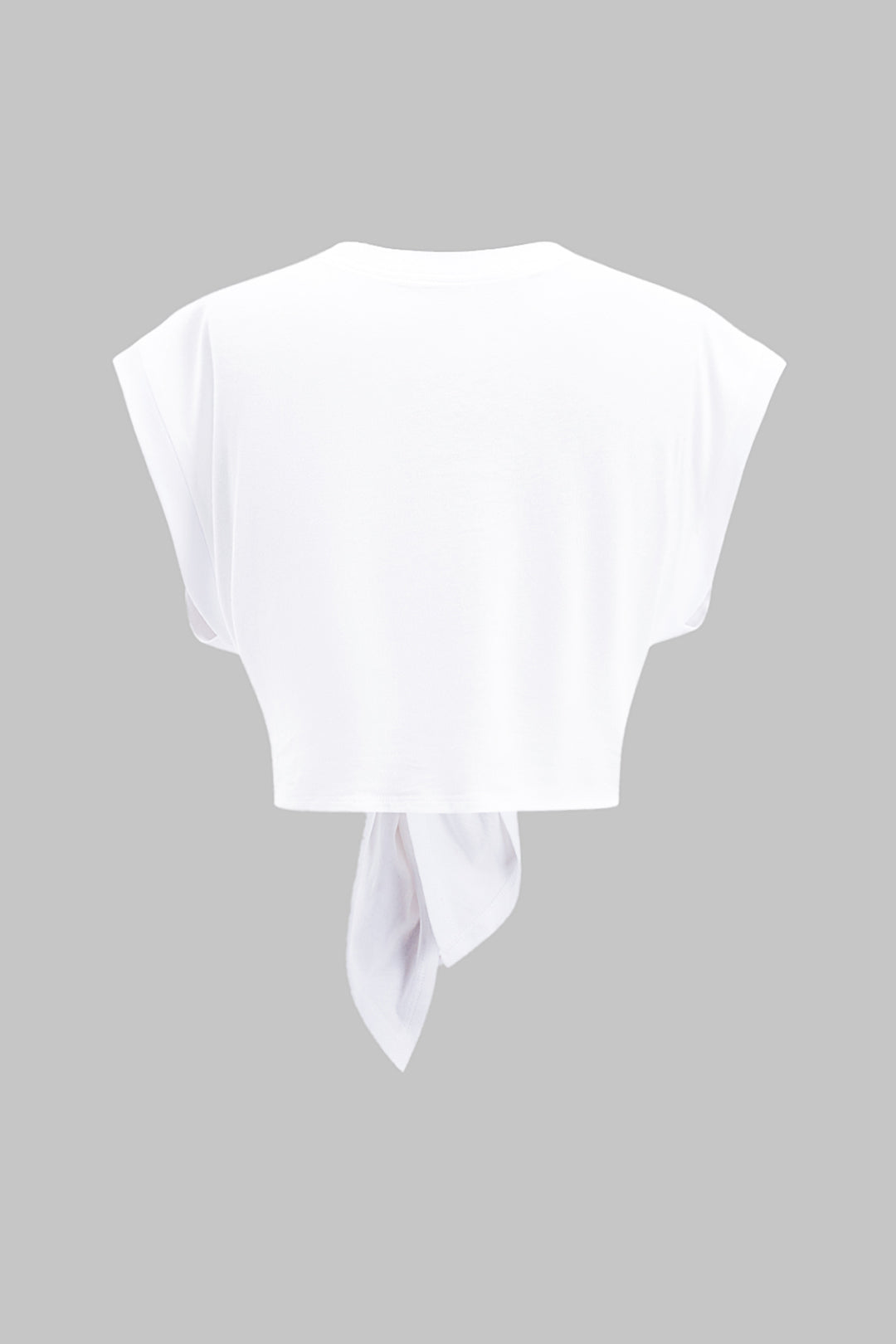 Yazı Baskılı Bağlamalı Kısa Kollu Tişört