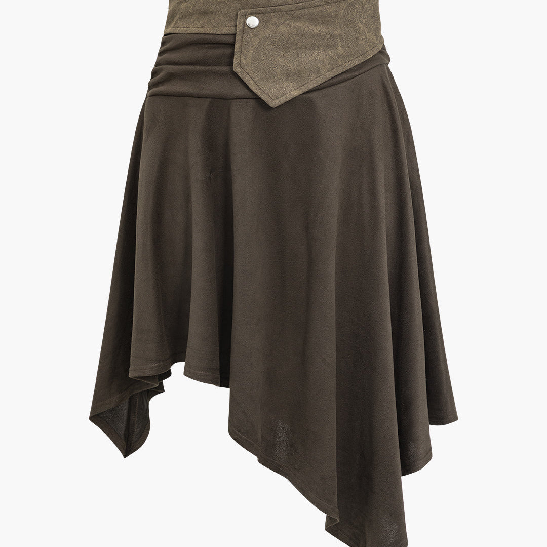 Faux Suede Asymmetrical High Waist Etek