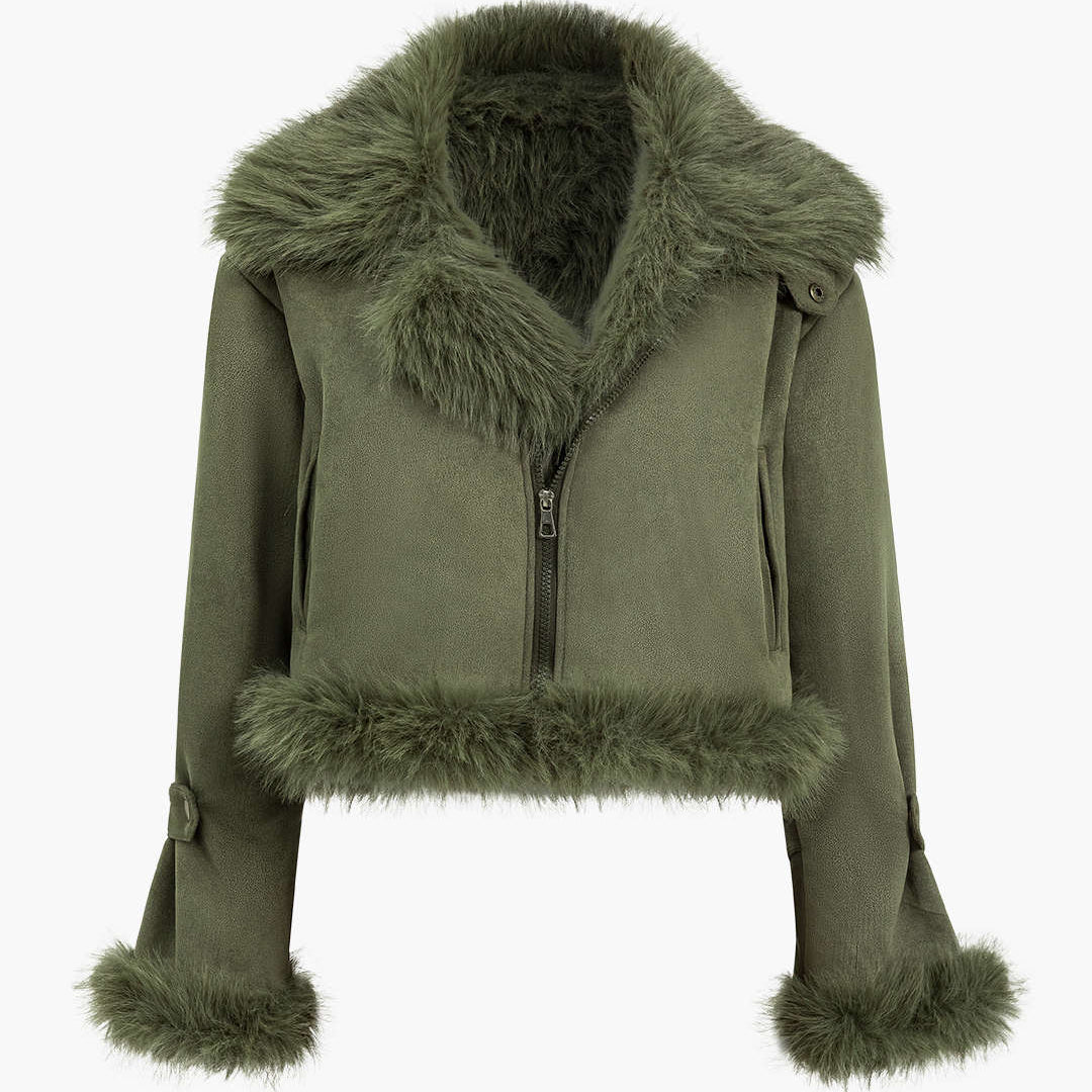 Faux Fur Crop Ceket