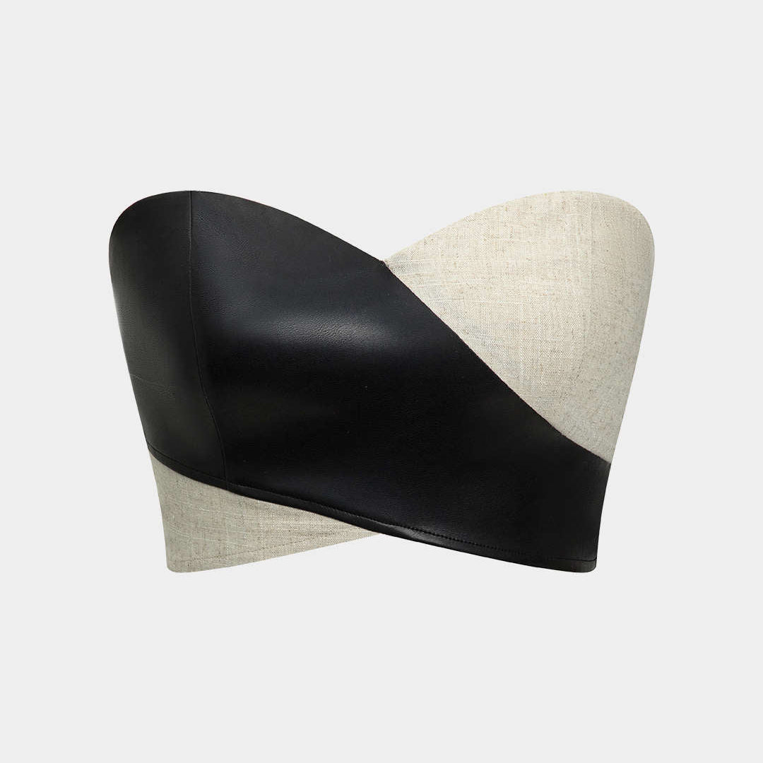 Kontrast Fermuarlı Tube Top