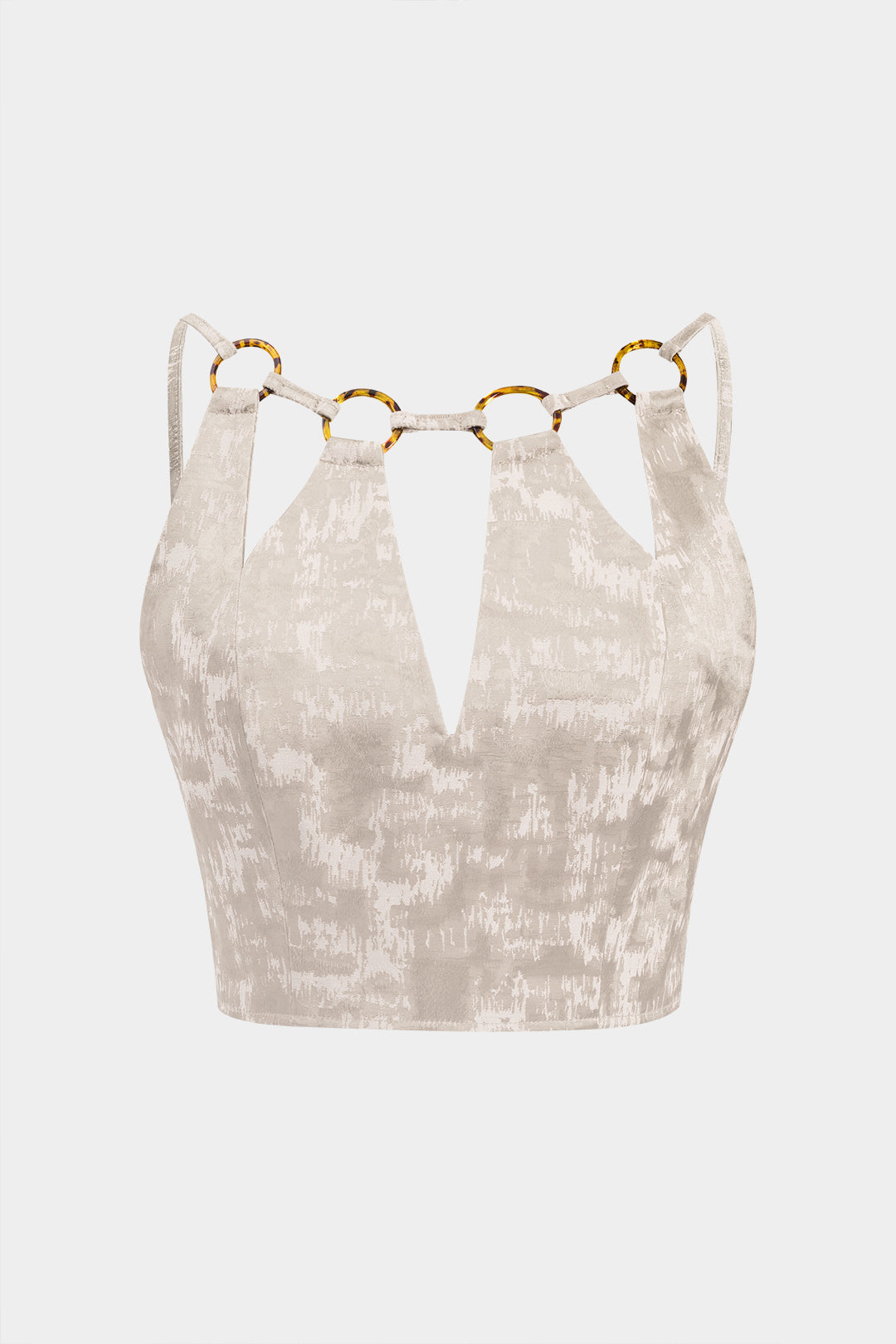 Jakarlı Kesim Açık Yırtmaçlı Fermuarlı Sırt Dekolteli Askılı Üst