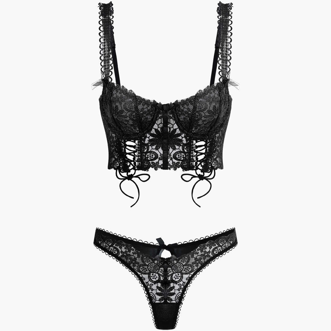 Dantel Bağlama Büstiyer ve Alt Seti