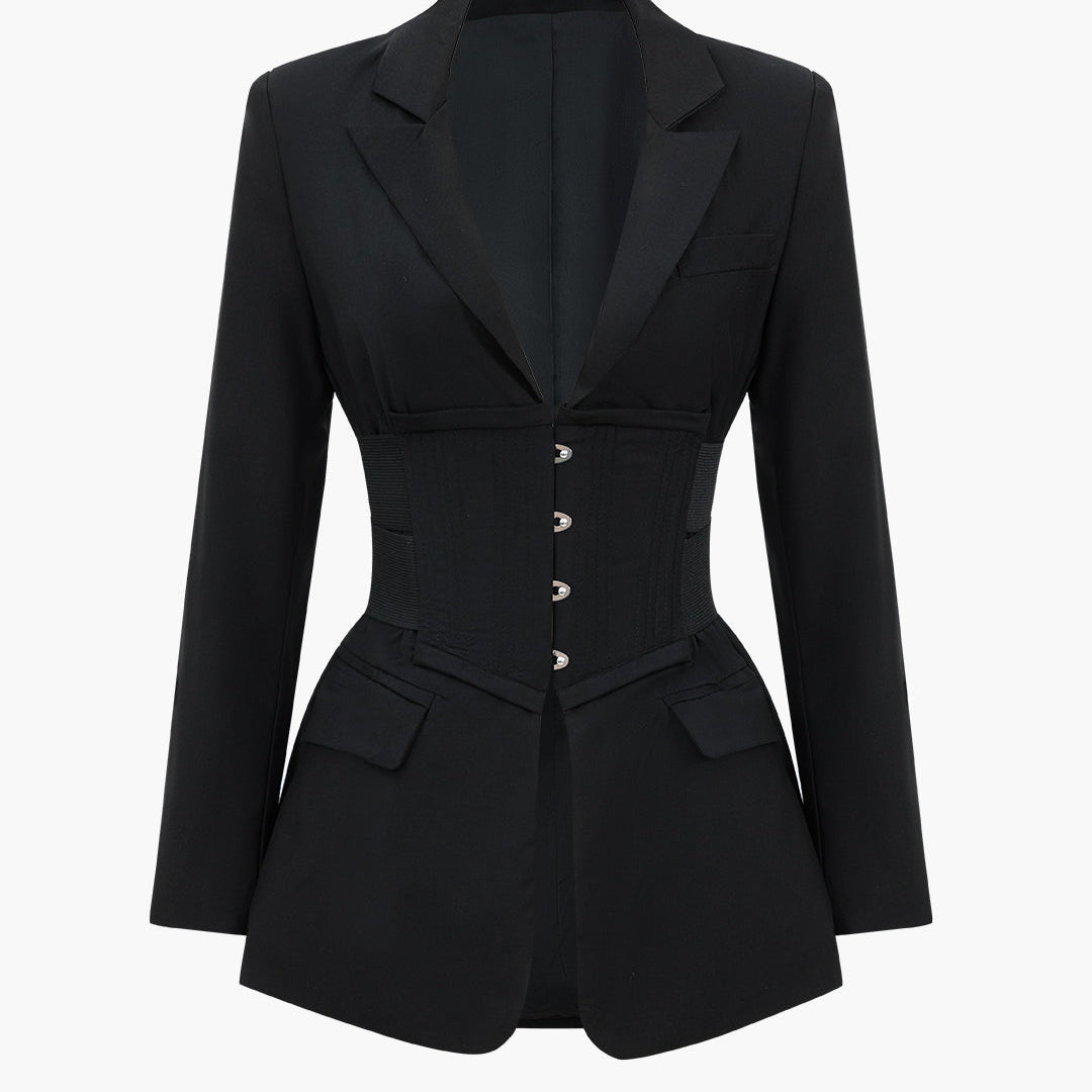 Button Notched Lapel Blazer