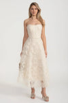 Olyssa Gövdesi Gömme ve Çiçek Motifli Straplez Dantel Elbise - Ivoire