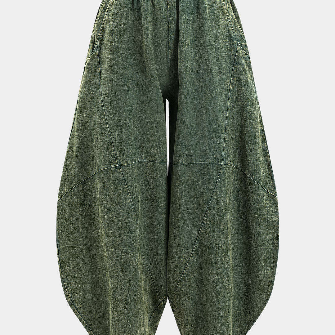 Fırfırlı Cepli Geniş Paça Varil Pantolonlar