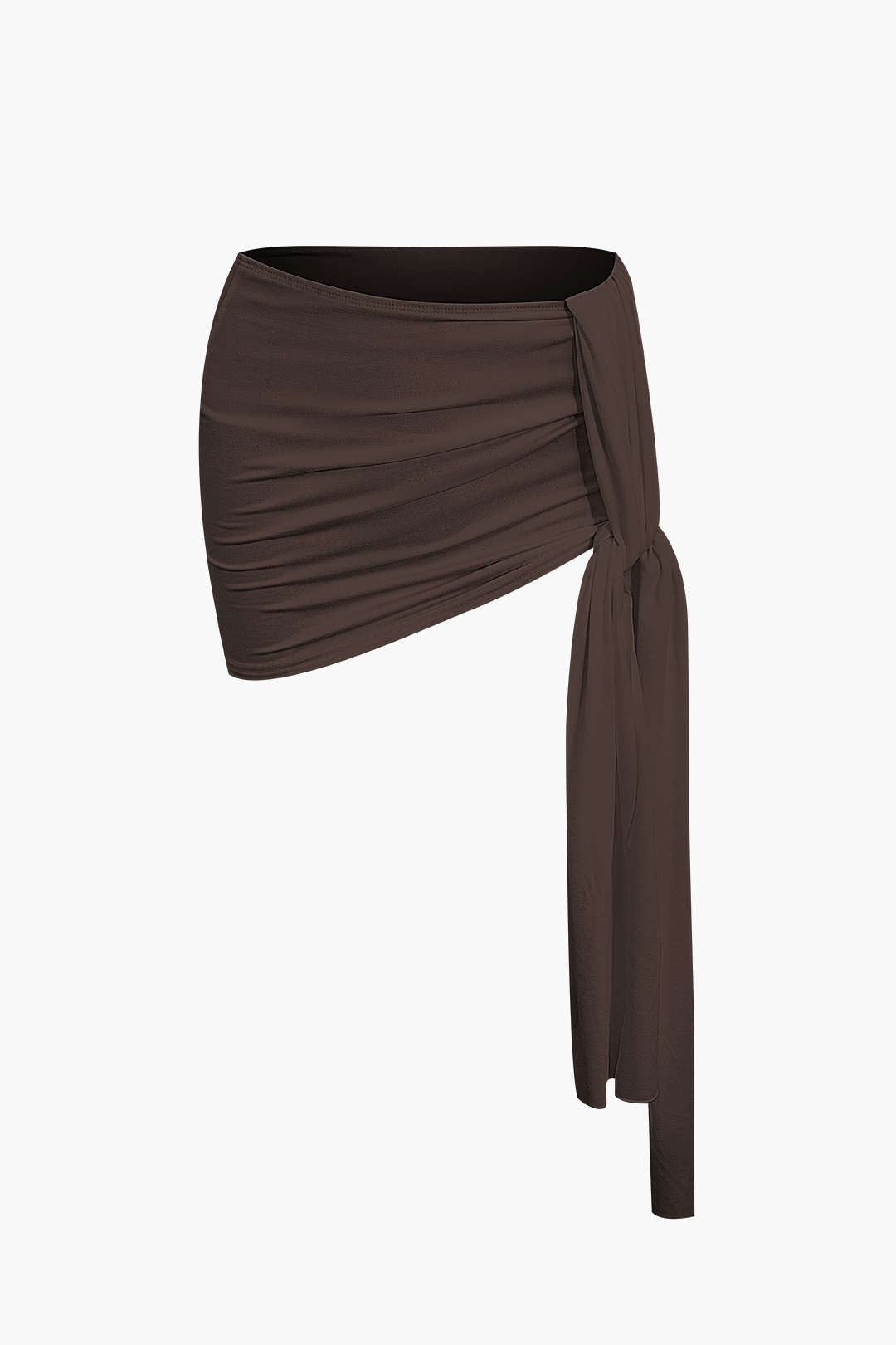 Basic Asimetrik Yırtmaçlı Crop Top Ve Bağlamalı Mini Etek Seti