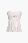 Knot Front Knit Embroidered Crop