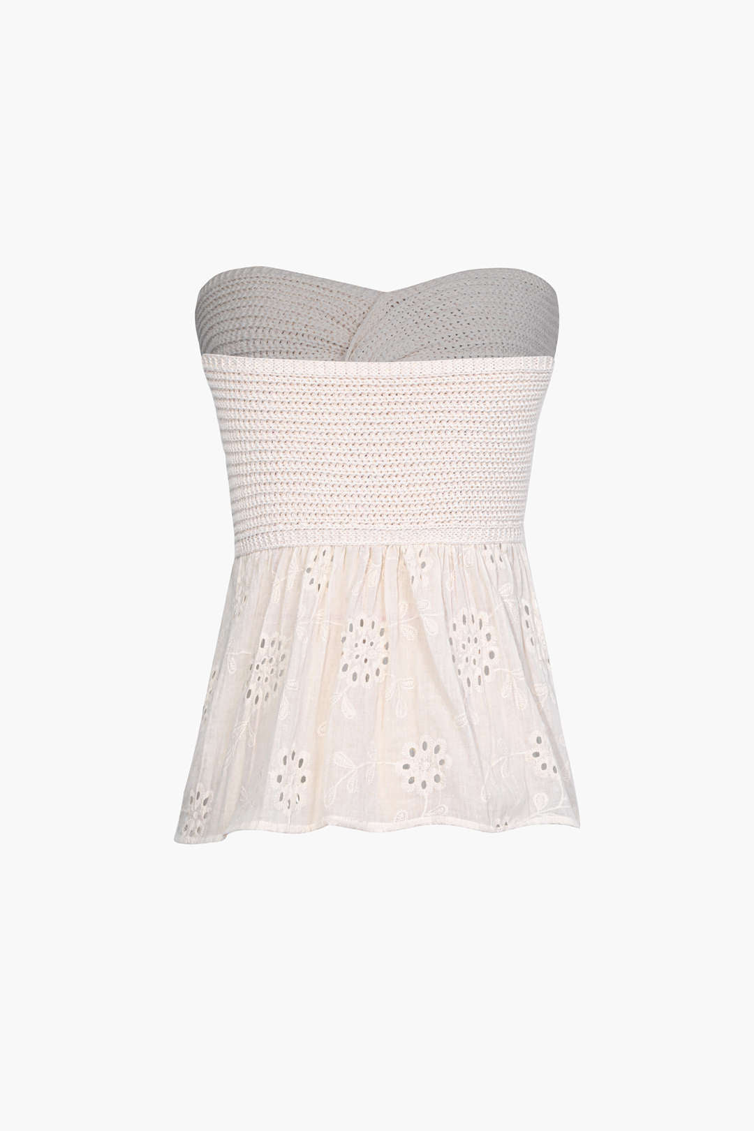 Knot Front Knit Embroidered Crop