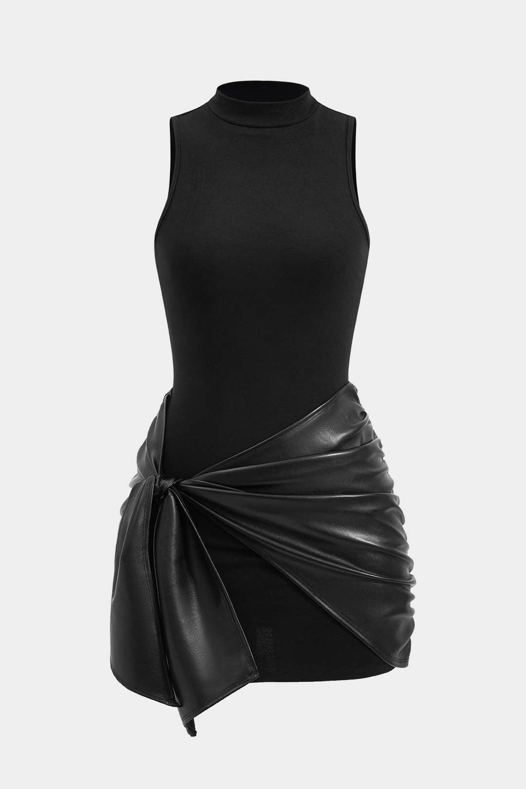 Ön Bağlamalı Kolsuz Mini Elbise