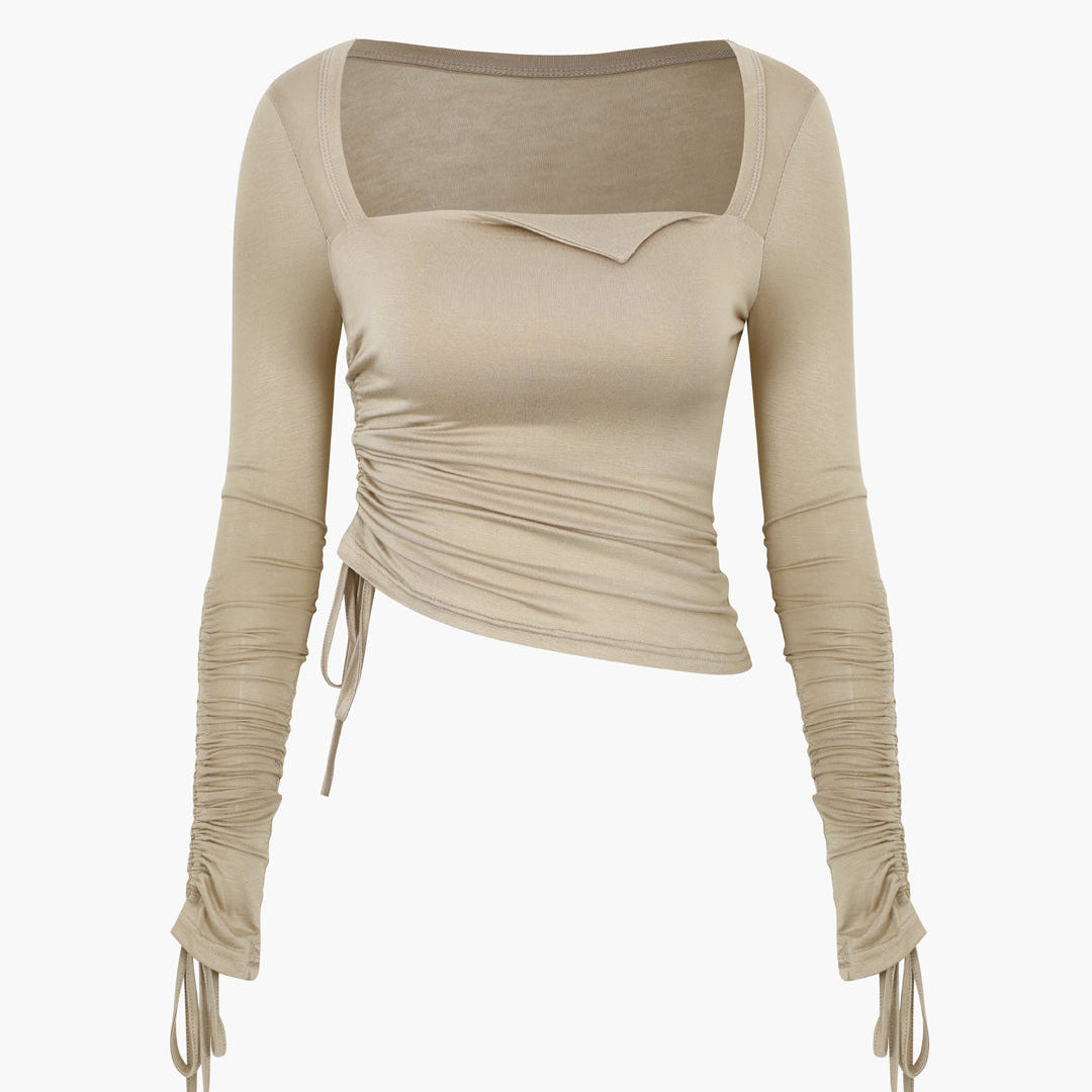Square Neck Long Sleeve Crop