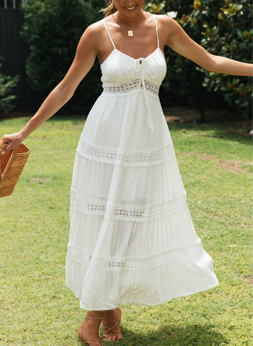 Olyssa Dantel Detaylı Askılı Elbise