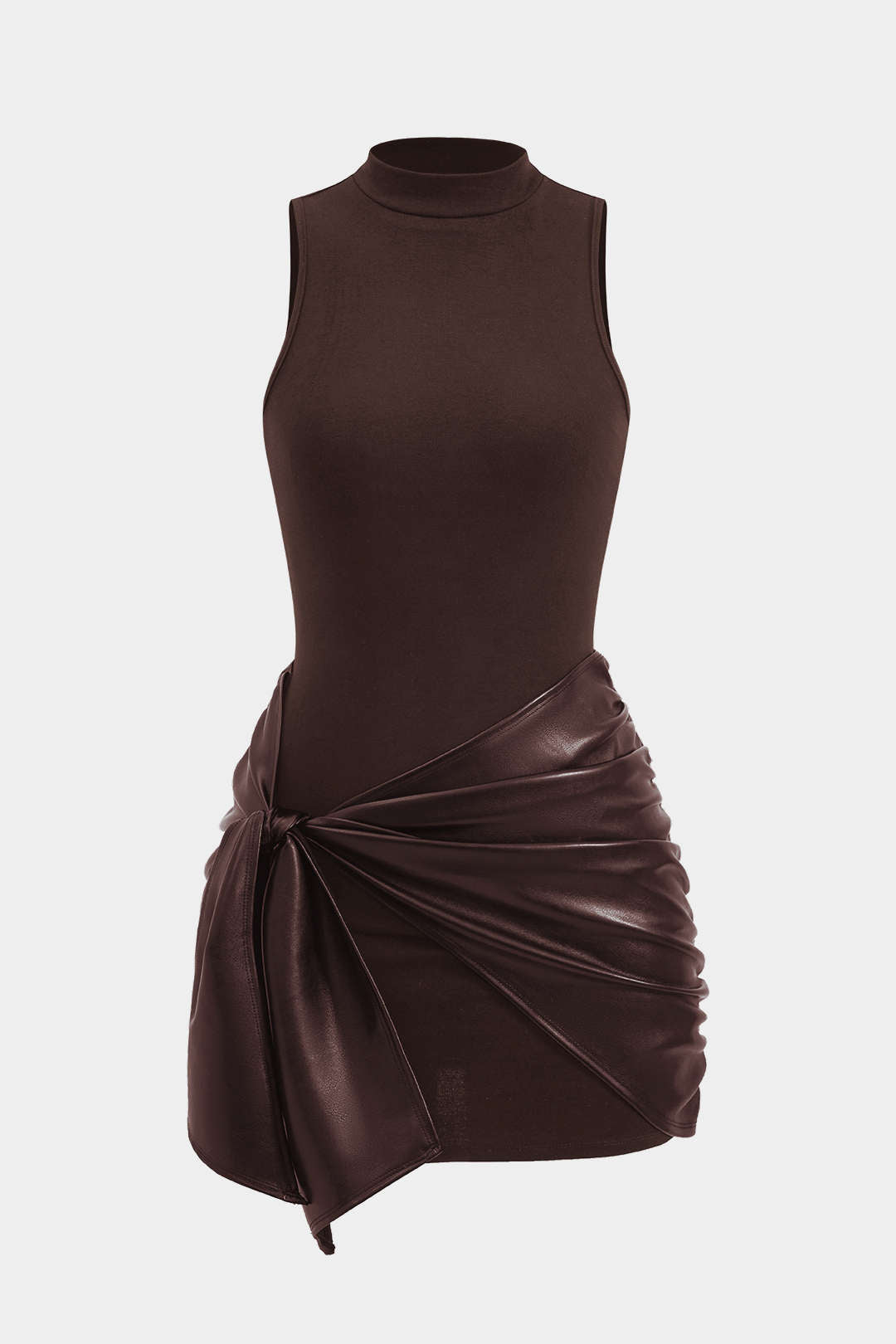 Ön Bağlamalı Kolsuz Mini Elbise