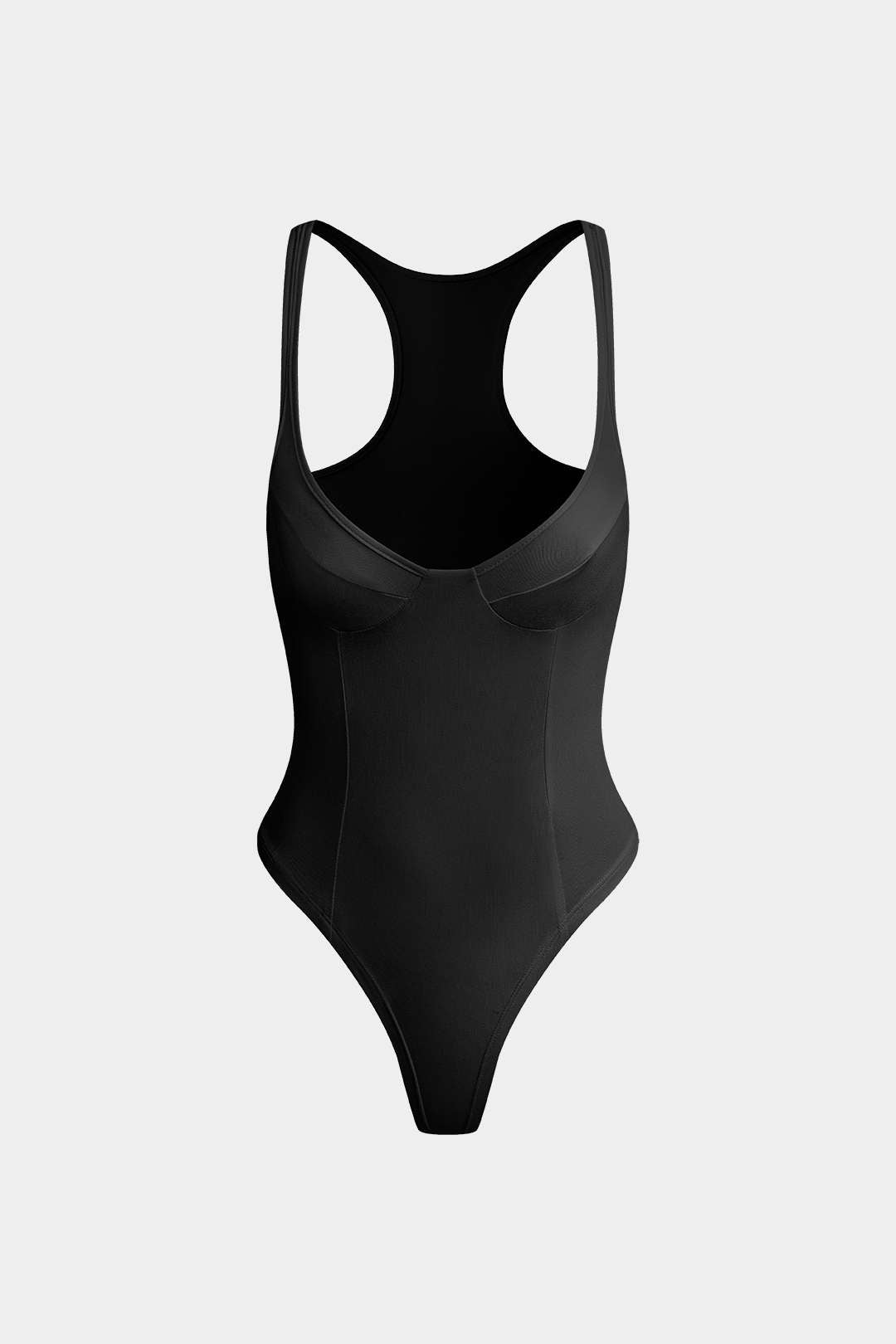 Basic Düz Derin V Yaka Bustier Bodysuit