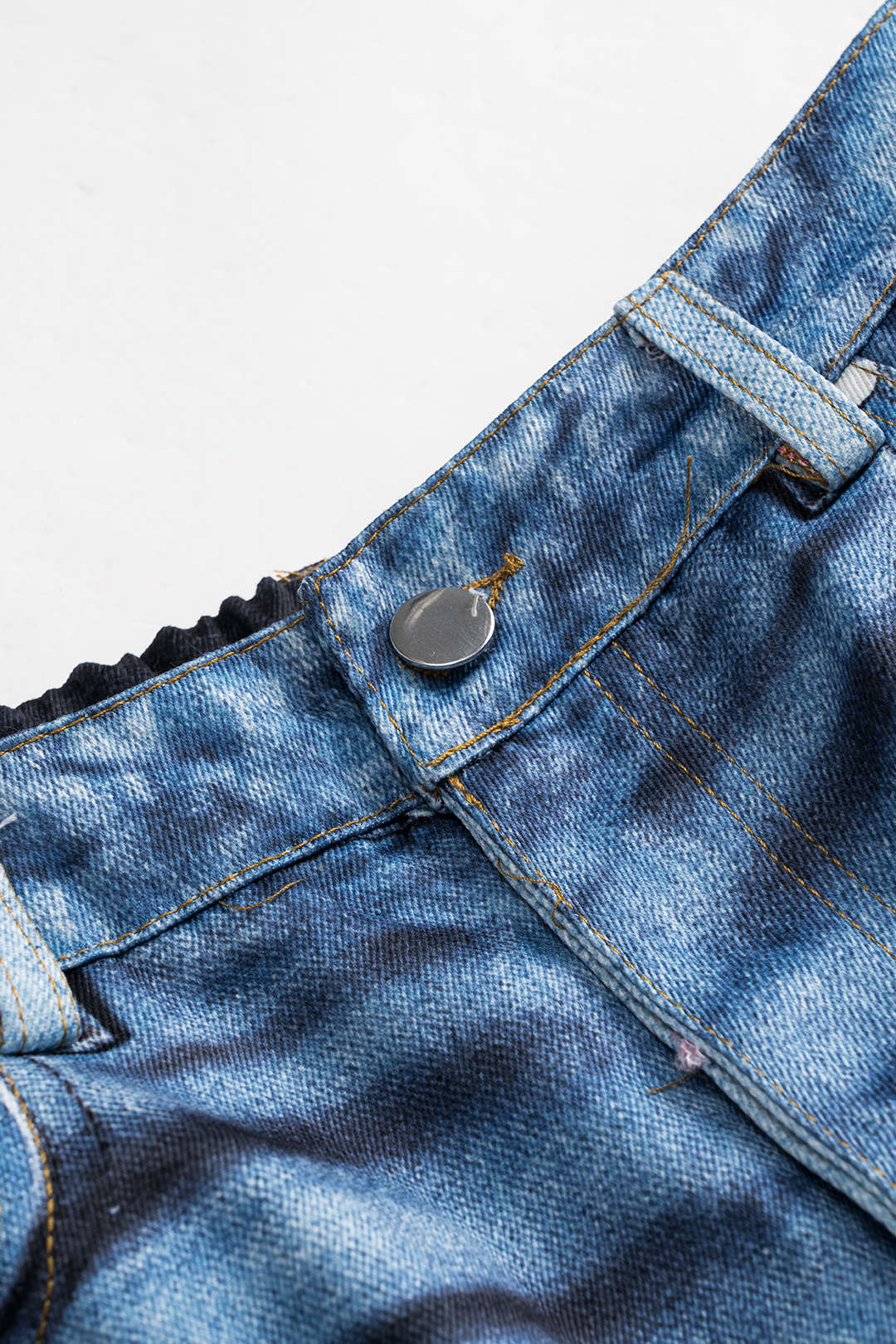 Soyut Baskılı Düğmeli Cep Pantolonları