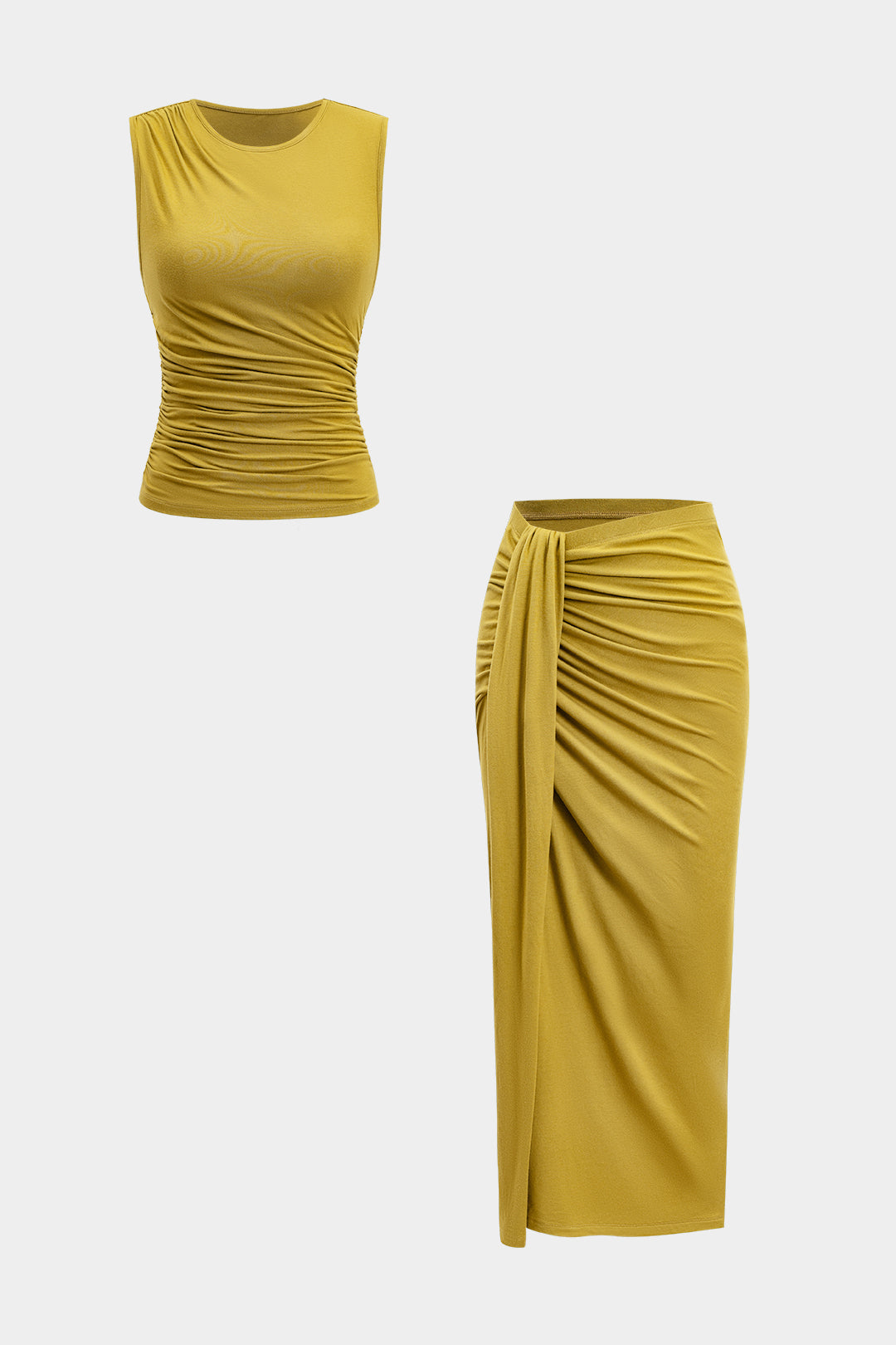 Tank Top Ve Büzgülü Düğüm Etek Seti