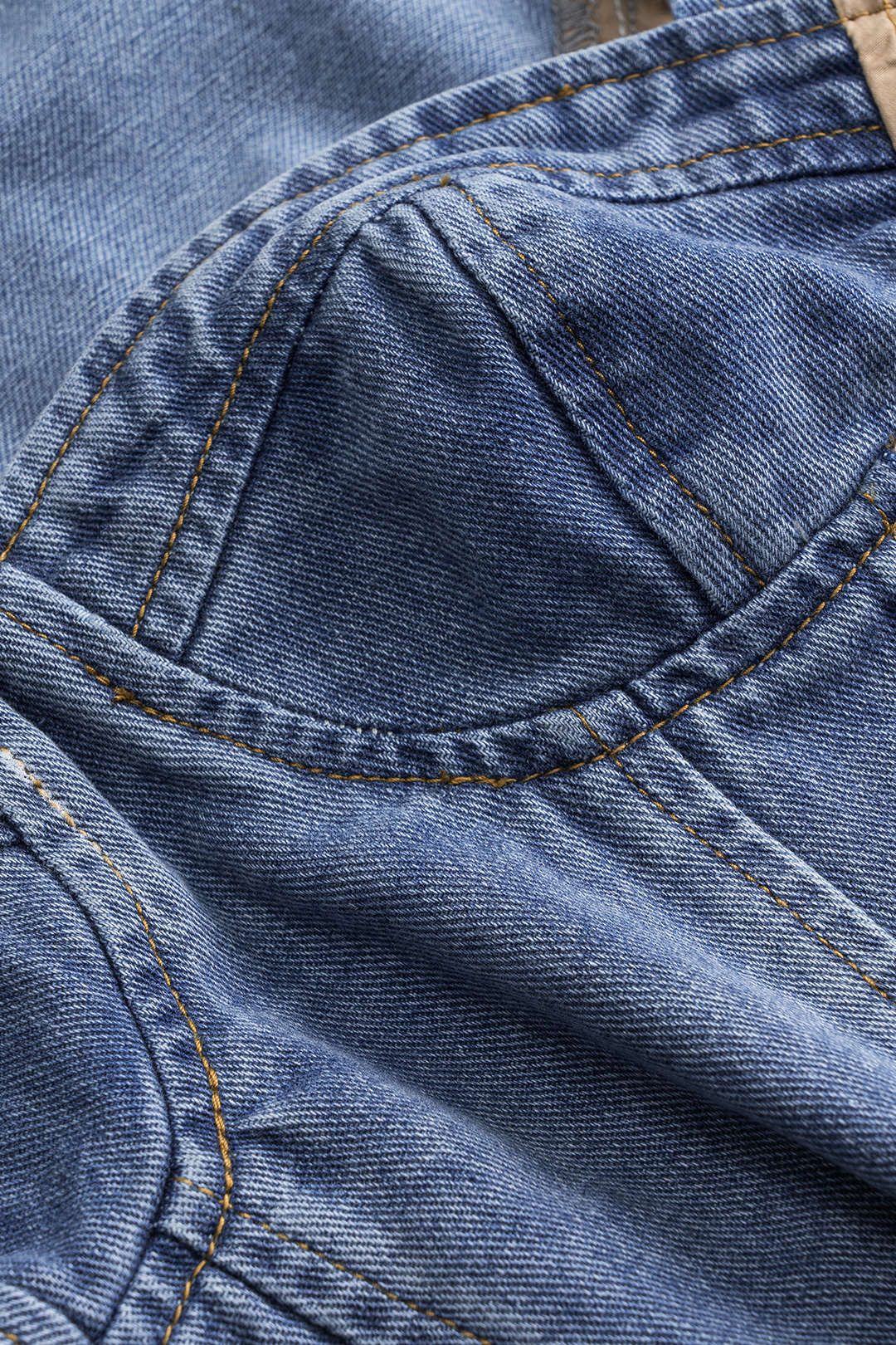 Denim Bustier Patchwork Üst