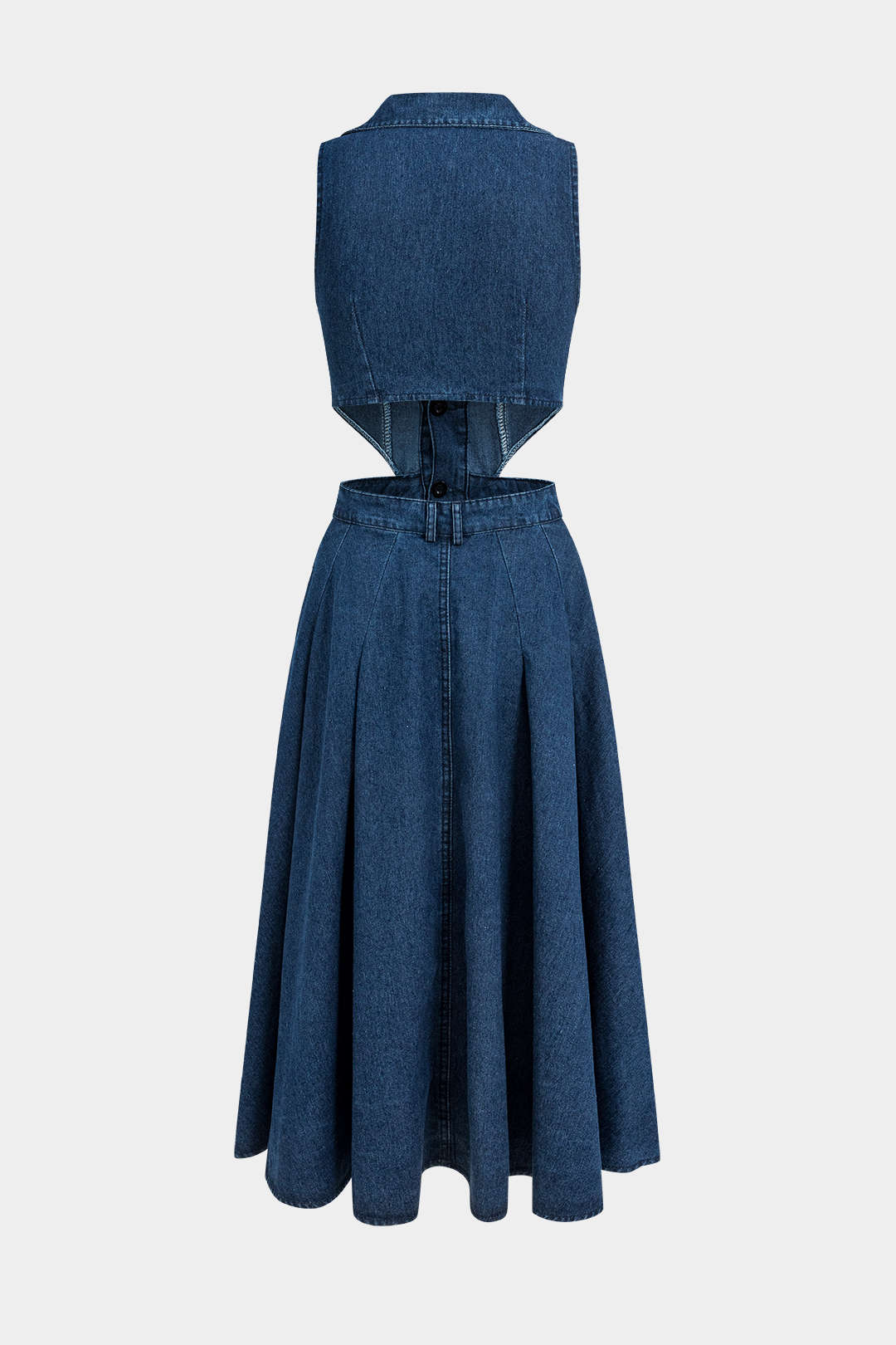 Denim Düğme Kesik Elbise
