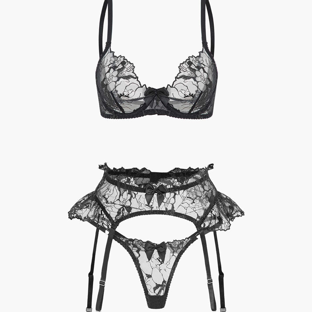 Dantel Nakışlı Volan Detaylı Jartiyer Takımı