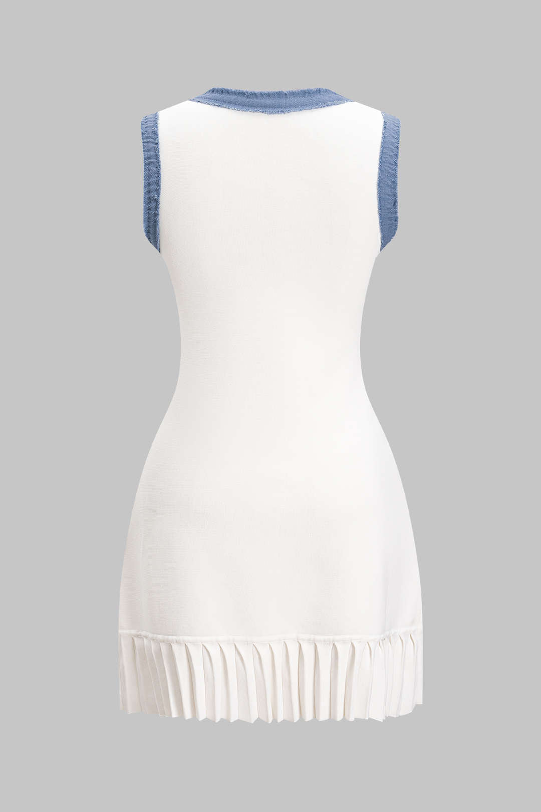 Triko Metalik Düğmeli Patiş İşlemeli Kolsuz Kazak Elbisesi