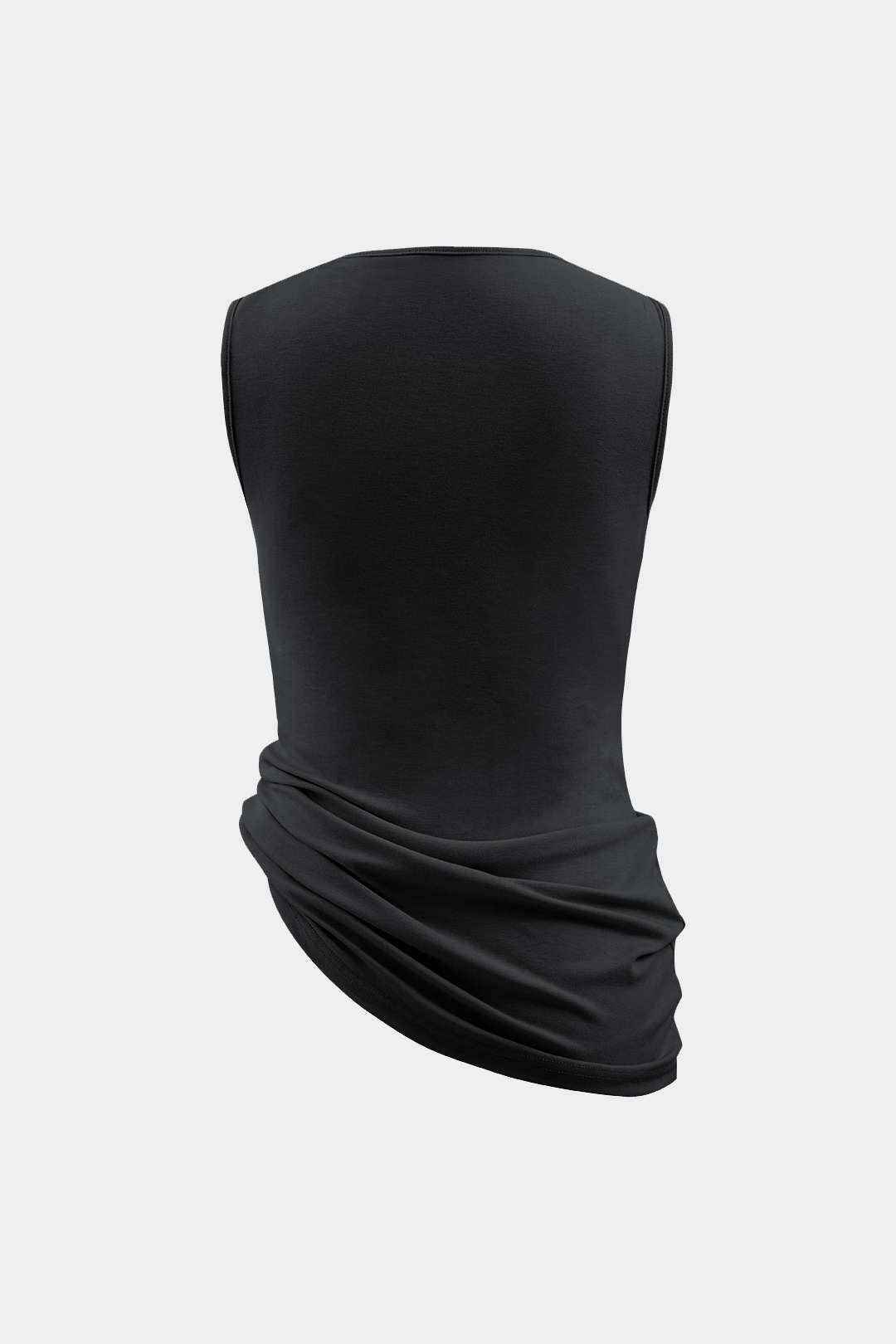 Asimetrik Cowl Yaka Kırışık Tank Top