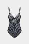 Tül ve Dantelli Büstiyer Korse Bodysuit