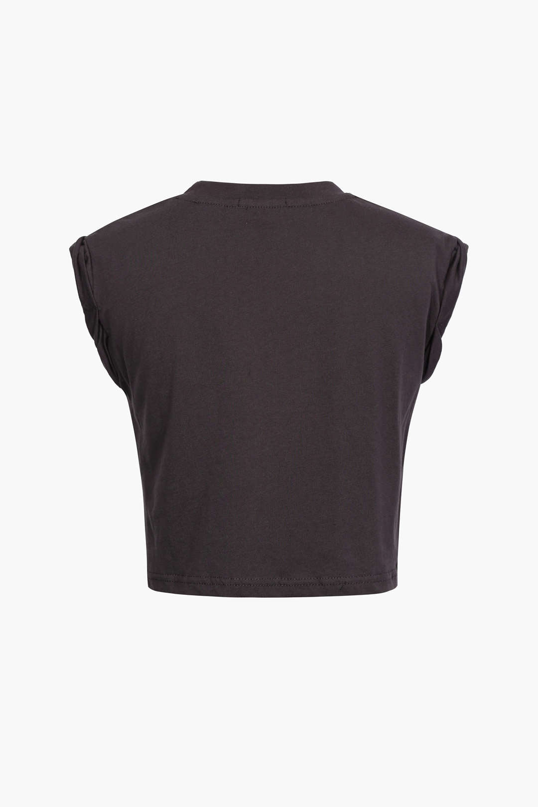 Çiçek Desenli Kenar Düğümlü Kısa Kol T-Shirt