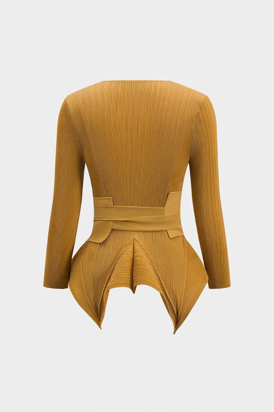 Bağcıklı Uzun Kol Bluz ve Piliseli Etek Seti