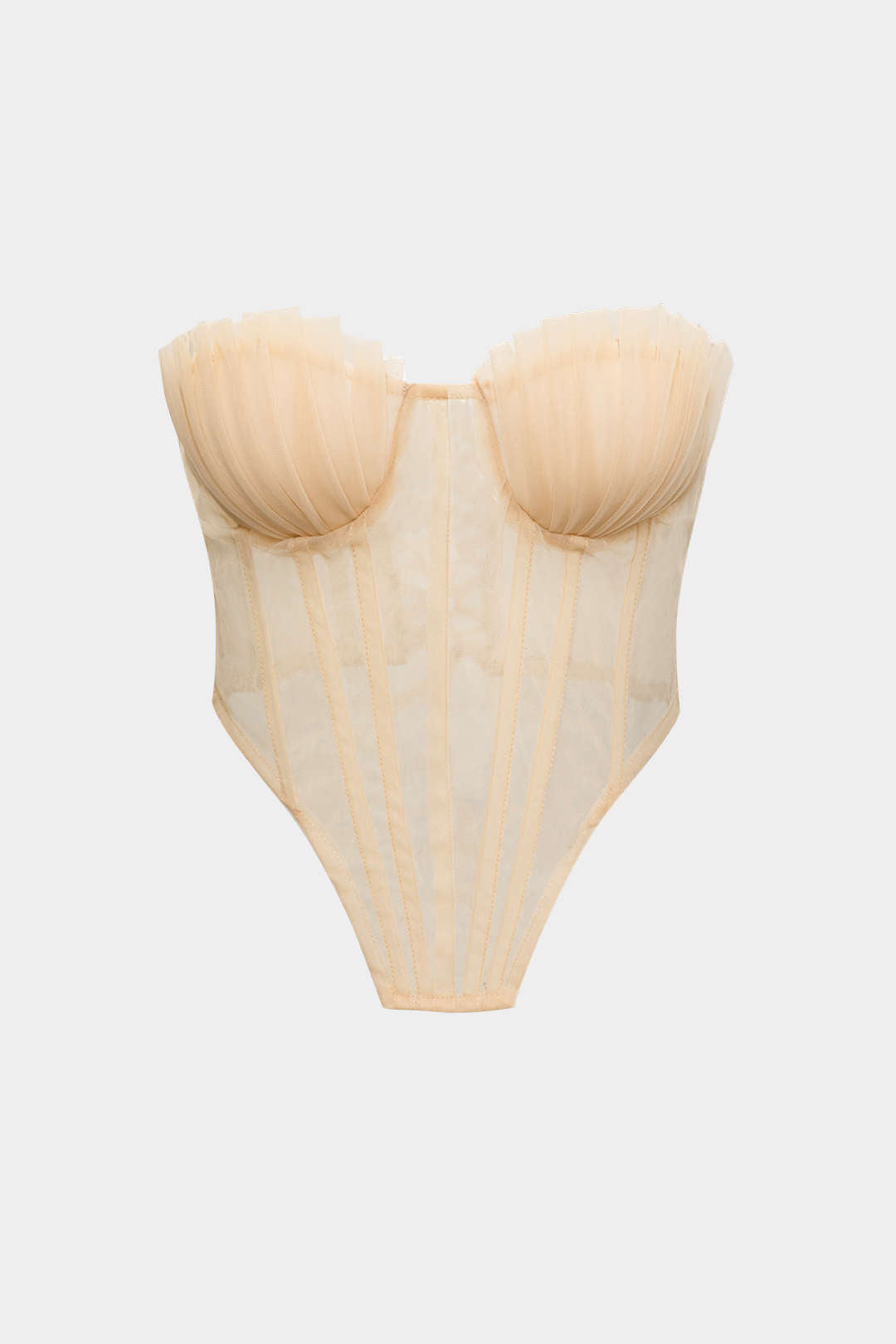 Bağcıklı Şeffaf Afile Korse Straplez Üst