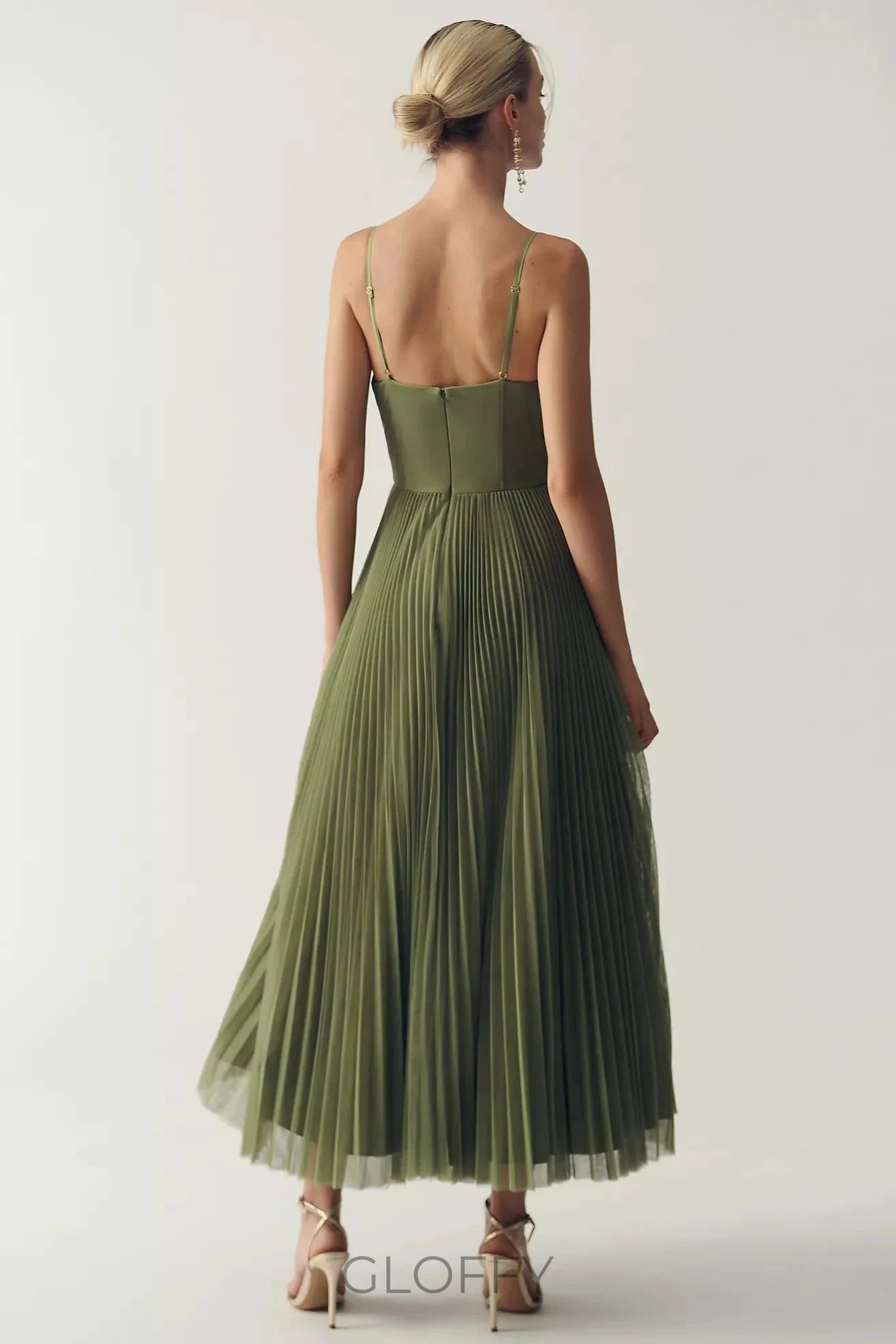 Seraphina Büstiyer Pileli Tül Midi Elbise