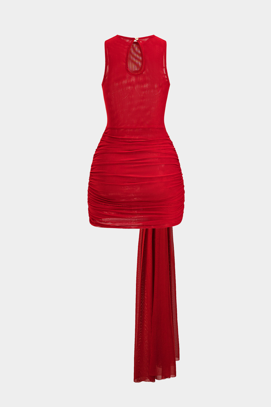 Ağ Mesh Kesik Detaylı Bağcıklı Kolsuz Mini Elbise