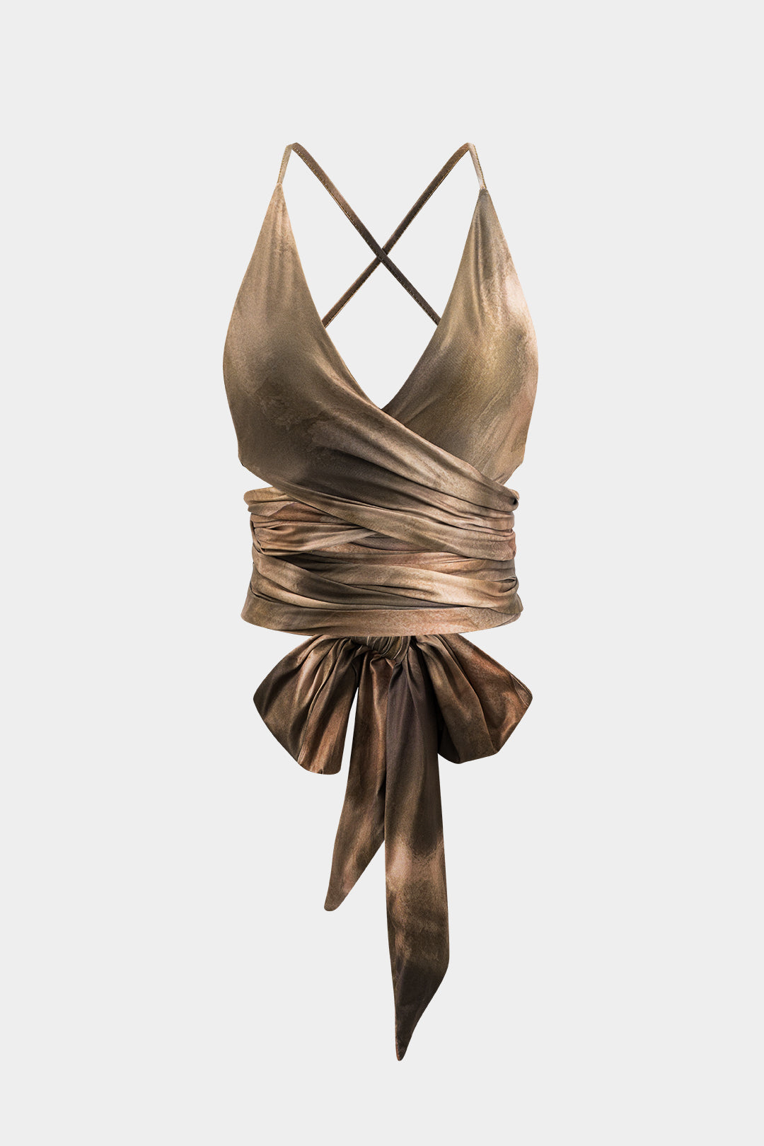 Soyut Desenli Sırtı Açık Askılı Bağlamalı Cami Üstü