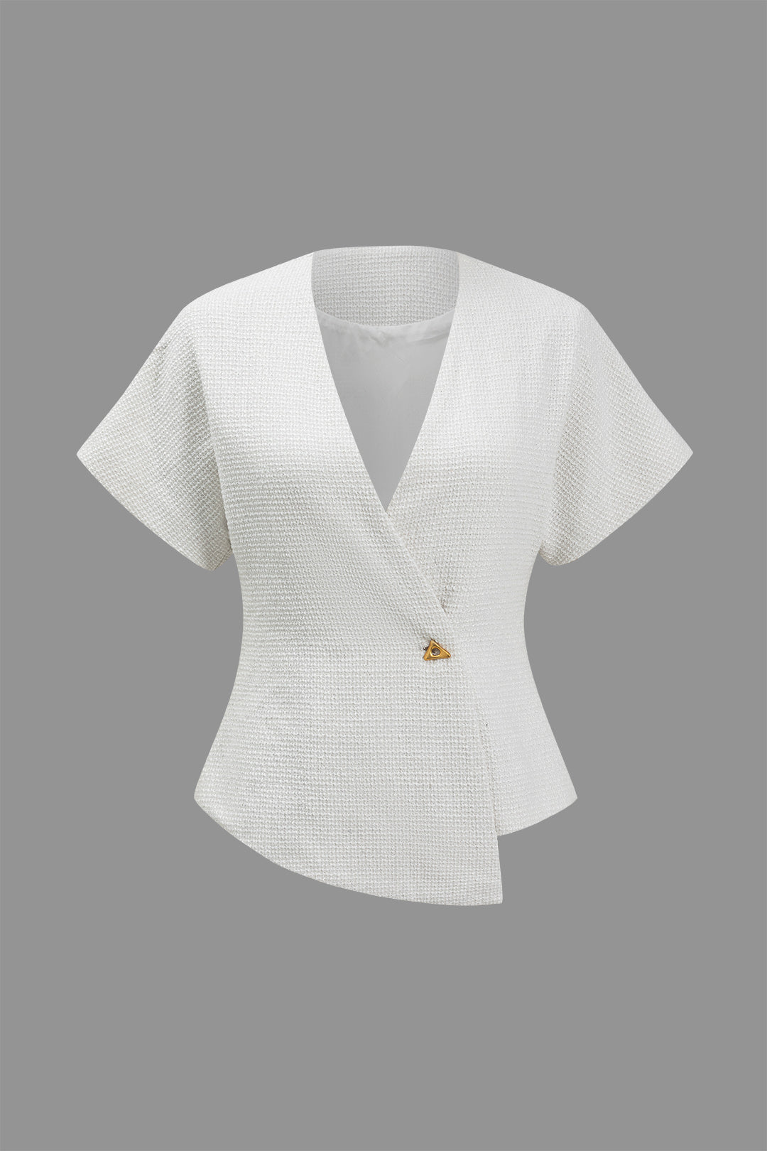 Düğmeli V Yaka Kısa Kollu Gömlek