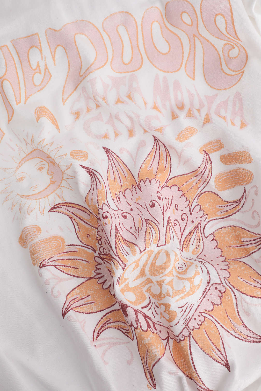 Çiçek Desenli Kenar Düğümlü Kısa Kol T-Shirt