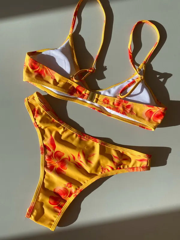 Olyssa Red flower Bikini Set