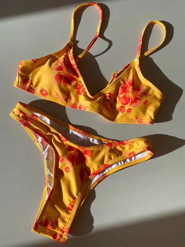 Olyssa Red flower Bikini Set