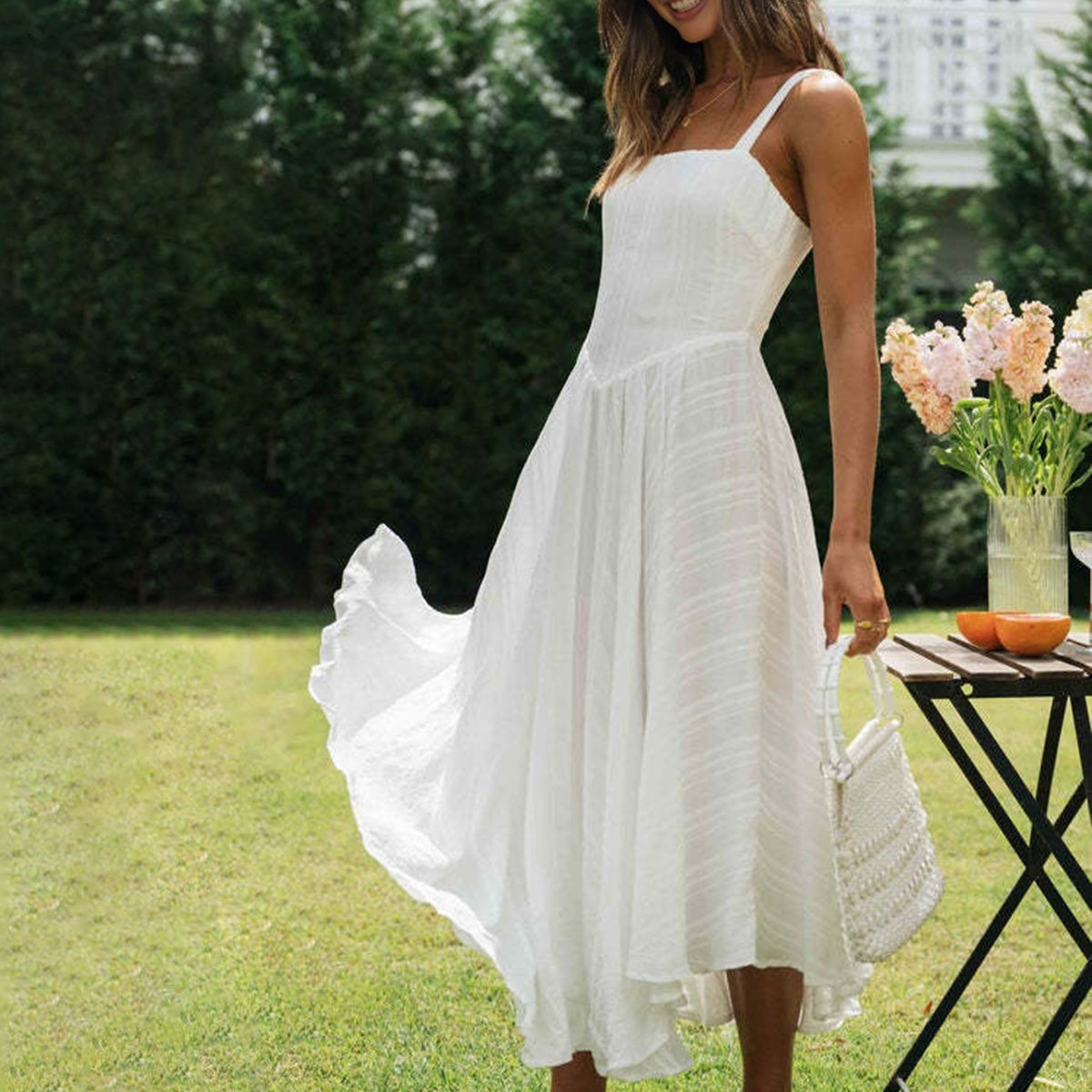 Romantik Pamuklu Uzun Cami Elbise