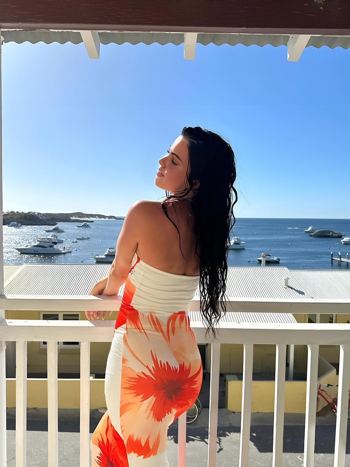 Olyssa Çiçek Desenli Tatil Tüpü Uzun Elbise