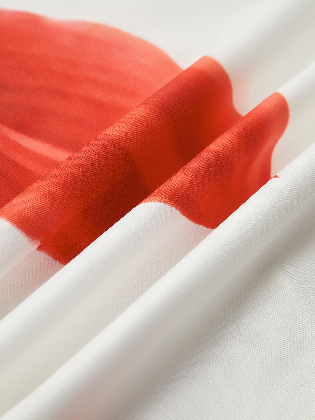 Olyssa Kırmızı Çiçek Desenli Askılı Beyaz Maxi Elbise